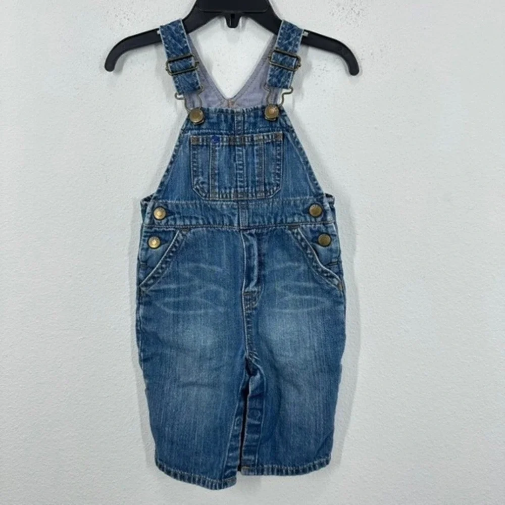 Baby Gap Denim Overalls 3-6 Months‎ Blue Jean Adjustable Straps Cute
